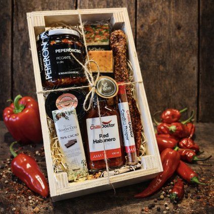 Darčeková debnička s chilli delikatesami – pikantný gurmánsky darčekový box